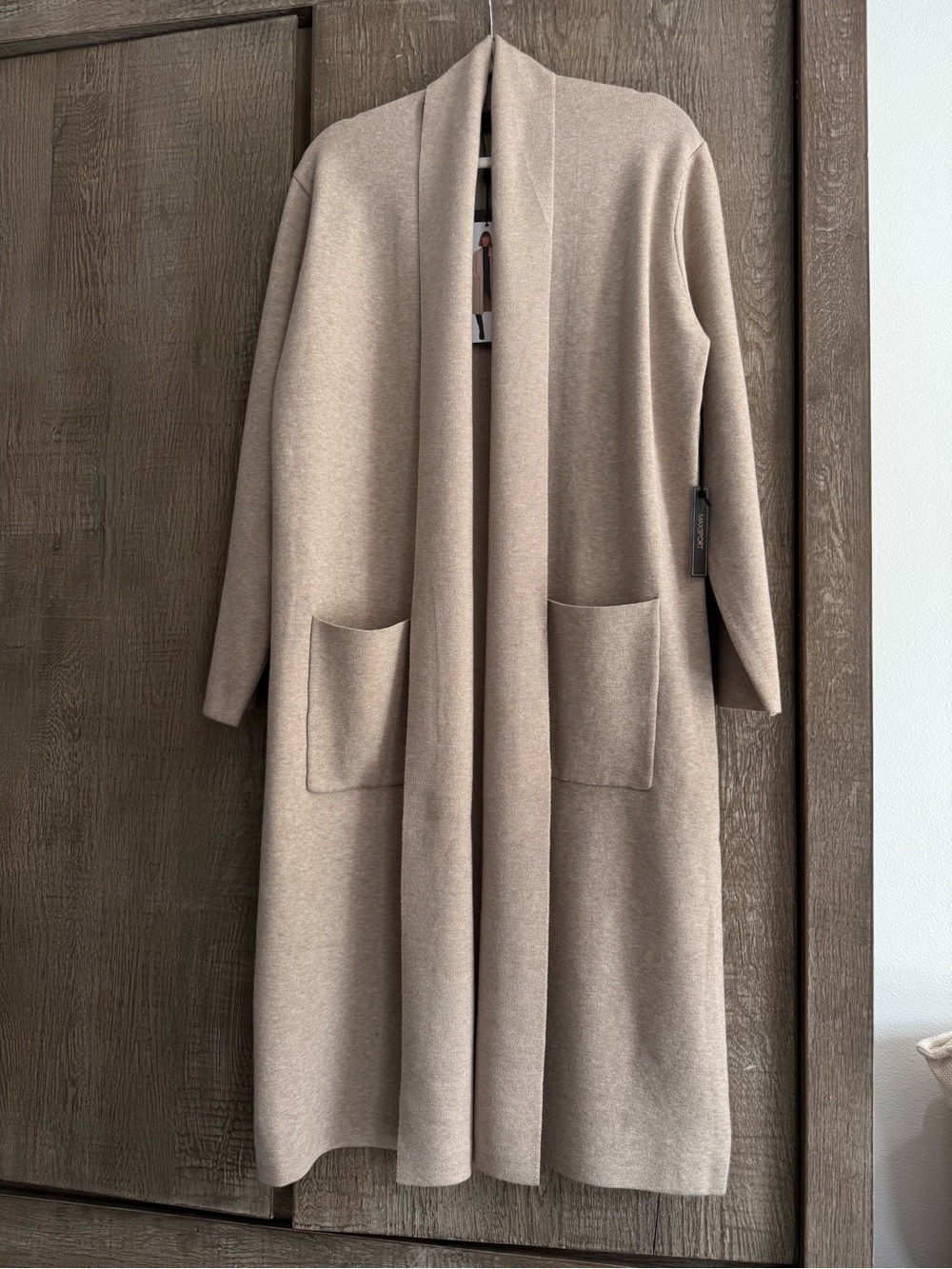 Long Open-Front Women's Cardigan in Taupe